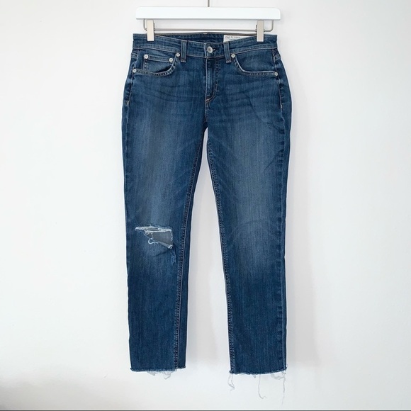 rag & bone Dre Low Rise Slim Boyfriend Jeans in Juni distressed wash 24 - Picture 4 of 10